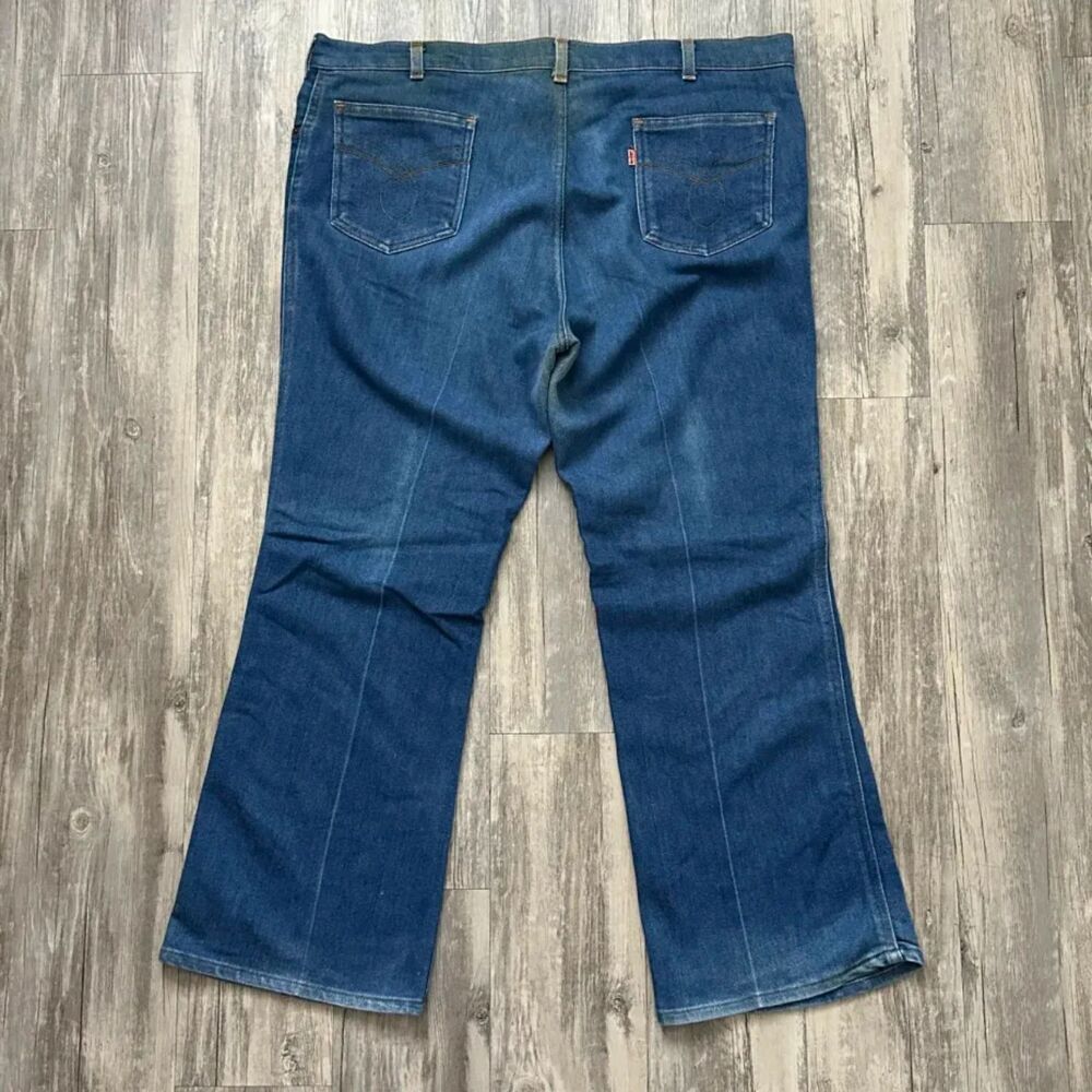 Vintage 70s Levi's Flared Orange Tab Denim Jeans 646 684 Size 40X28